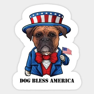 Boxer Dog Bless America Sticker